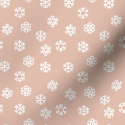 (small scale) Winter Snow - simple snowflakes - dusty pink - LAD23