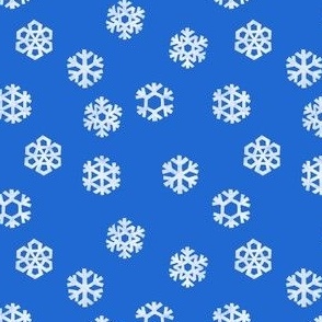 (small scale) Winter Snow - simple snowflakes - bright blue - LAD23