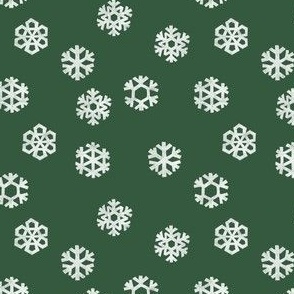 (small scale) Winter Snow - simple snowflakes - og green - LAD23