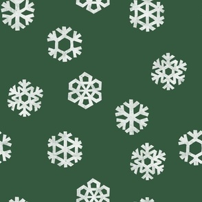 Winter Snow - simple snowflakes - og green - LAD23