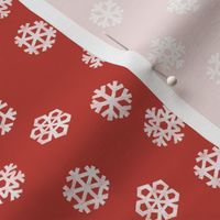 (small scale) Winter Snow - simple snowflakes - vintage red - LAD23