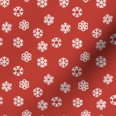 (small scale) Winter Snow - simple snowflakes - vintage red - LAD23