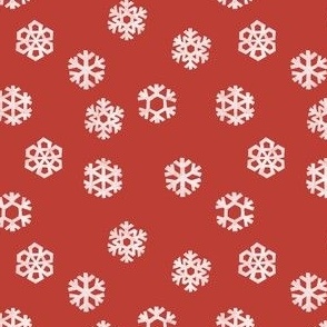 (small scale) Winter Snow - simple snowflakes - vintage red - LAD23