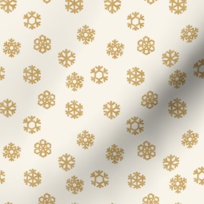 (small scale) Winter Snow - simple snowflakes - gold/cream - LAD23