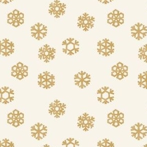(small scale) Winter Snow - simple snowflakes - gold/cream - LAD23