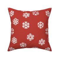 Winter Snow - simple snowflakes - vintage red - LAD23