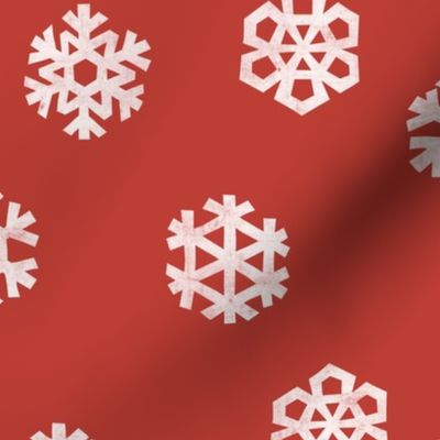 Winter Snow - simple snowflakes - vintage red - LAD23