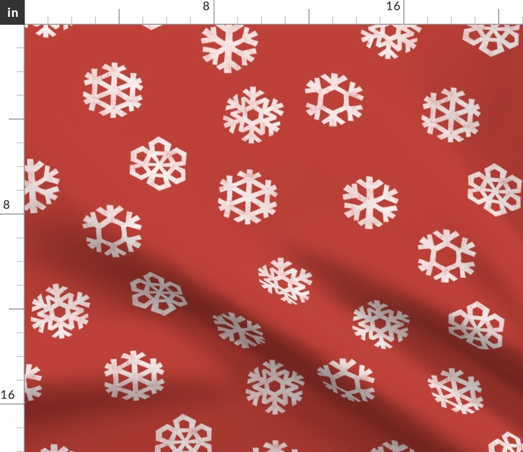 Winter Snow - simple snowflakes - vintage red - LAD23