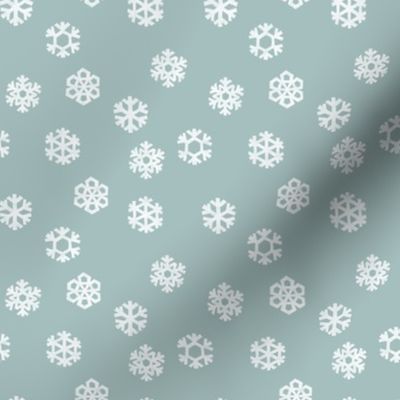(small scale) Winter Snow - simple snowflakes - dusty blue - LAD23