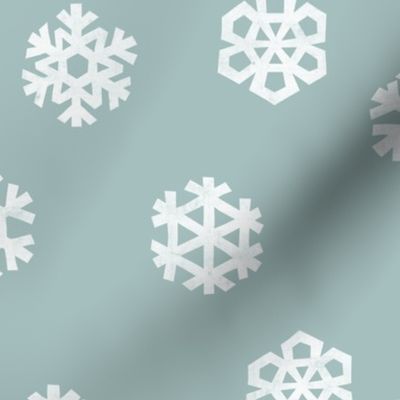 Winter Snow - simple snowflakes - dusty blue - LAD23