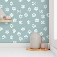 Winter Snow - simple snowflakes - dusty blue - LAD23