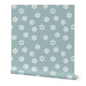 Winter Snow - simple snowflakes - dusty blue - LAD23