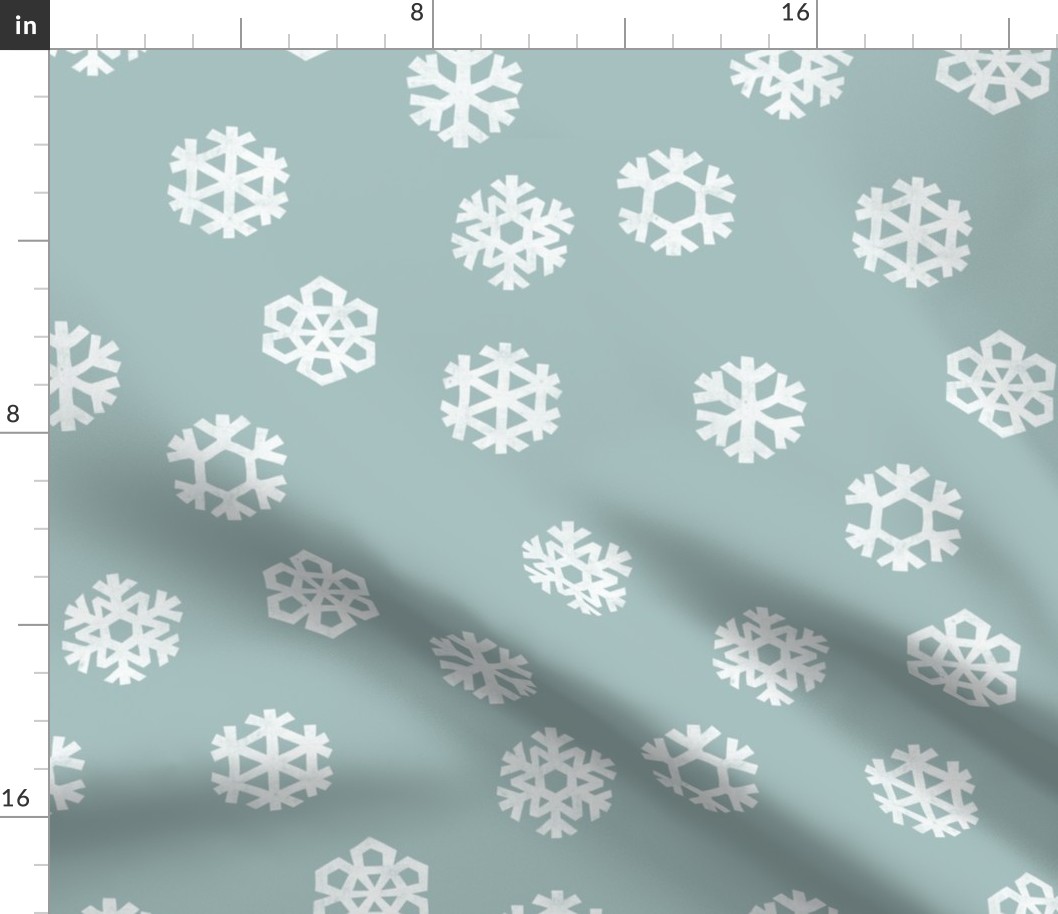 Winter Snow - simple snowflakes - dusty blue - LAD23