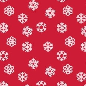 (small scale) Winter Snow - simple snowflakes - red - LAD23