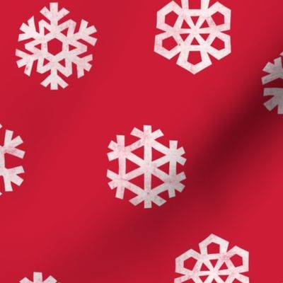 Winter Snow - simple snowflakes - red - LAD23
