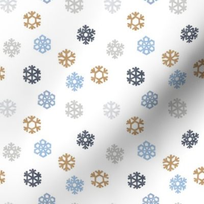 (small scale) Winter Snow - simple snowflakes - multi blue - LAD23