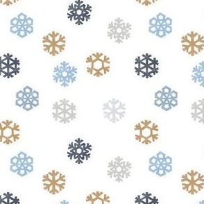 (small scale) Winter Snow - simple snowflakes - multi blue - LAD23