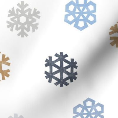 Winter Snow - simple snowflakes - multi blue - LAD23