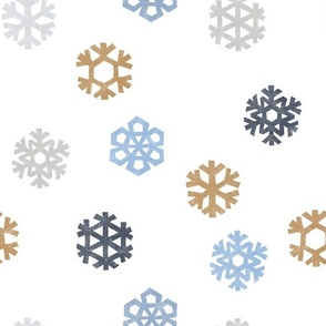Winter Snow - simple snowflakes - multi blue - LAD23
