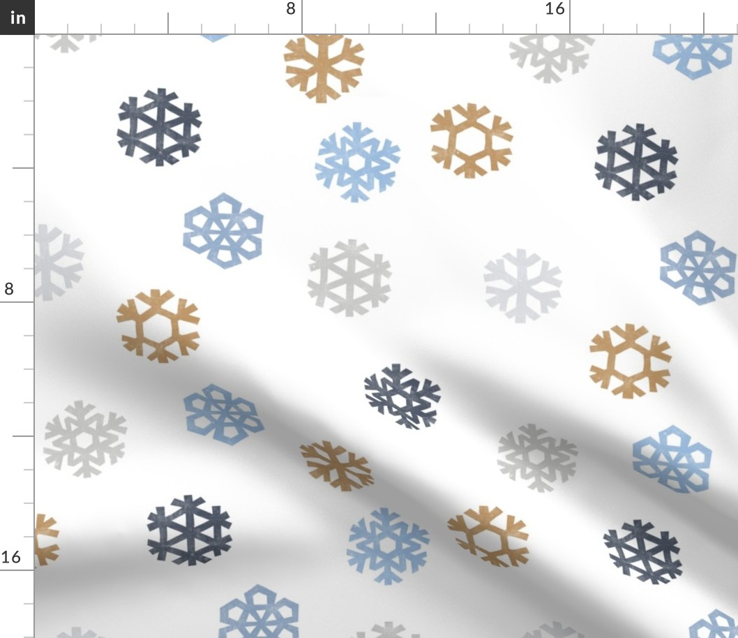 Winter Snow - simple snowflakes - multi blue - LAD23