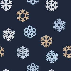 Winter Snow - simple snowflakes - multi on navy - LAD23