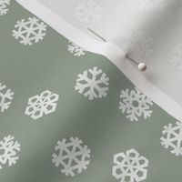 (small scale) Winter Snow - simple snowflakes - sage - LAD23