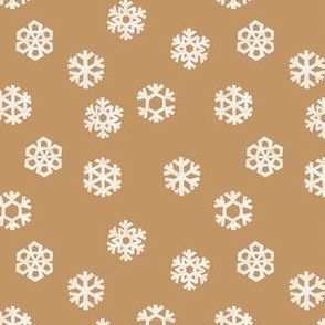 (small scale) Winter Snow - simple snowflakes - warm brown - LAD23