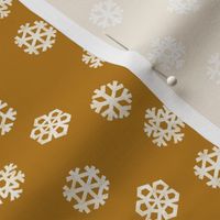 (small scale) Winter Snow - simple snowflakes - mustard - LAD23