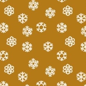 (small scale) Winter Snow - simple snowflakes - mustard - LAD23