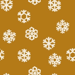 Winter Snow - simple snowflakes - mustard - LAD23