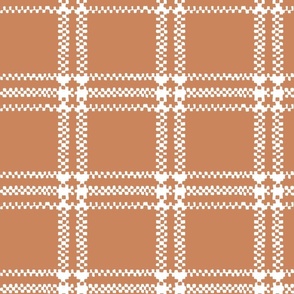 Plaid Rug Sienna and White - Large Scale Fabric