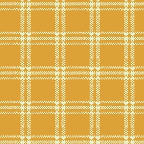 Plaid Rug Yellow and Gold Medium Scale Fabric