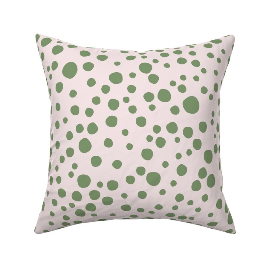 Mulit Polka Dots -Medium Green on Lt Pink - Large 24"