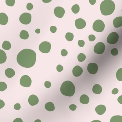 Mulit Polka Dots -Medium Green on Lt Pink - Large 24"