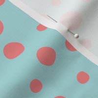 Mulit Polka Dots -Medium Pink on Blue - Large 24"