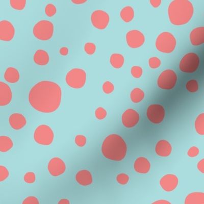 Mulit Polka Dots -Medium Pink on Blue - Large 24"