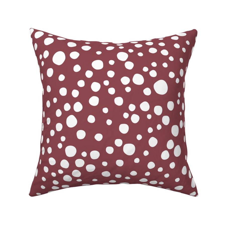 Mulit Polka Dots -White on Burgundy - Large 24”