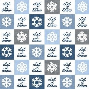 (small scale) Let it snow - Snowflake Checks - blue & grey - LAD23
