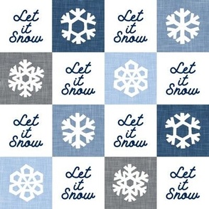 Let it snow - Snowflake Checks - blue & grey - LAD23
