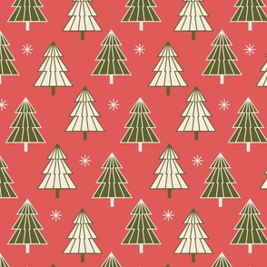 (L) Christmas trees red green Ivory