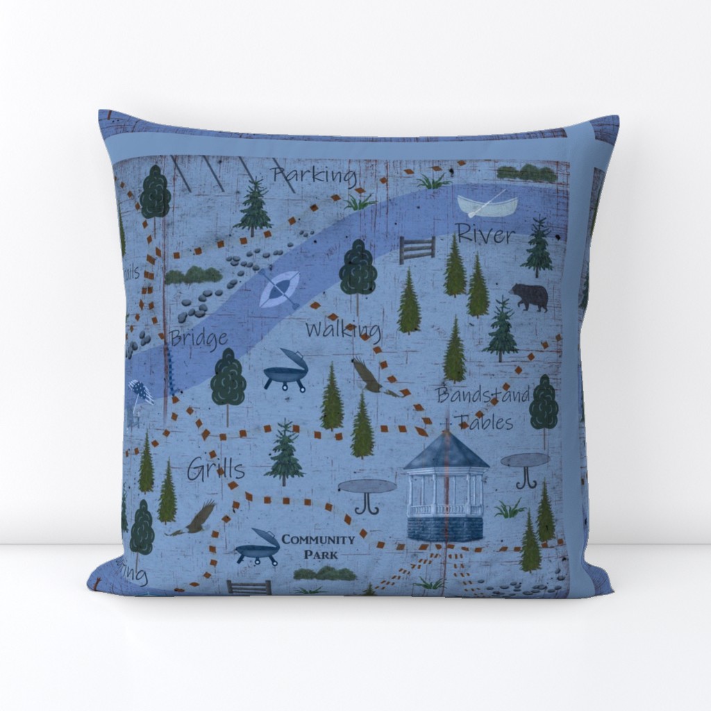Cartography Map Pillow with Border