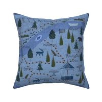 Cartography Map Pillow with Border