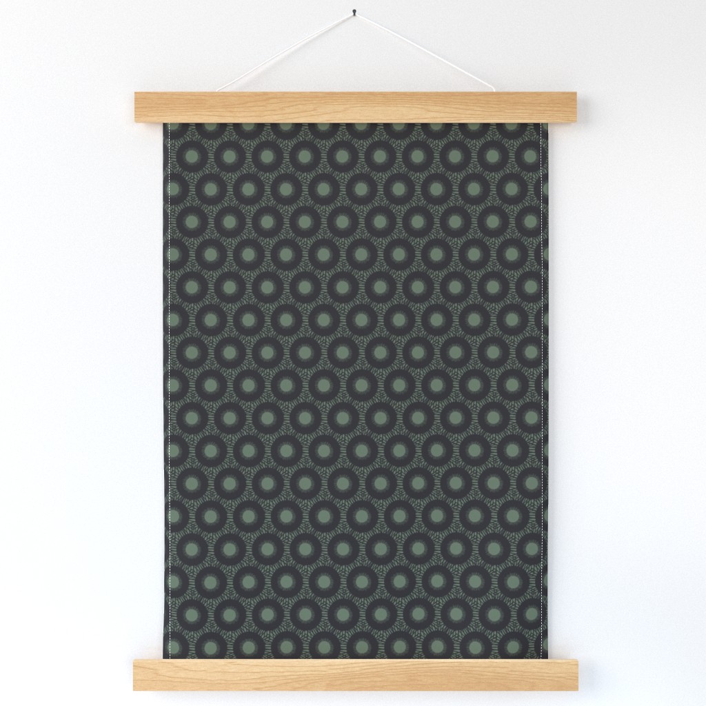 Scratchy Dots, Drab Green and Black