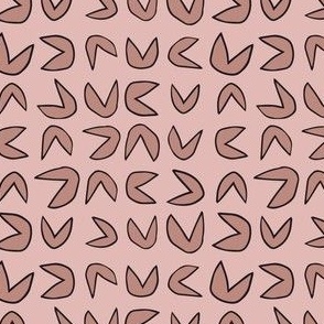 Abstract Open Mouth Hieroglyphics, Mauve on Pink