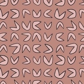 Abstract Open Mouth Hieroglyphics, Pink on Mauve