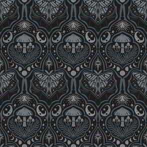 Gothic Nature Damask - medium - cool gray 