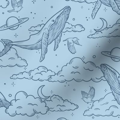 Dreaming with whales in blue -M