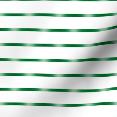 Shiny Green Ribbon Horizontal Stripes on White