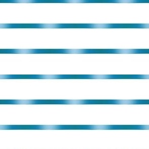 Teal Blue Ribbon Horizontal Stripes on White