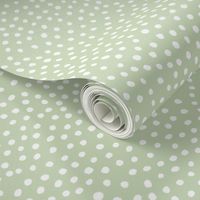 Spotty Dots, White on Sage Green